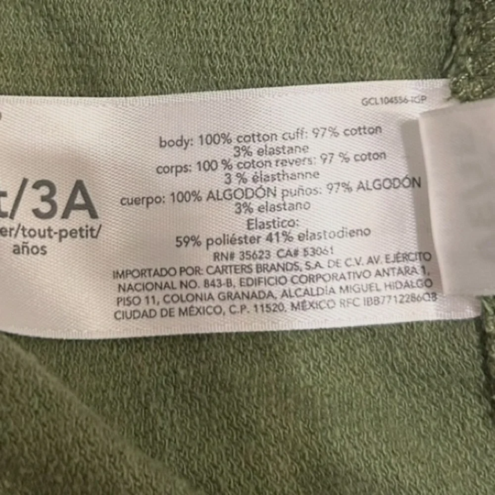 Carter’s Toddler Olive Green Jogger Sweatpants Size 3T